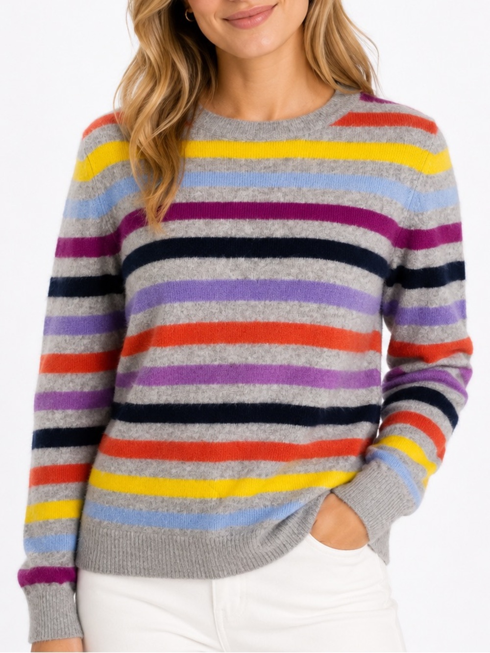 Charter Club Luxury 100% Cashmere Striped Sweater sz M - Picture 1 of 6